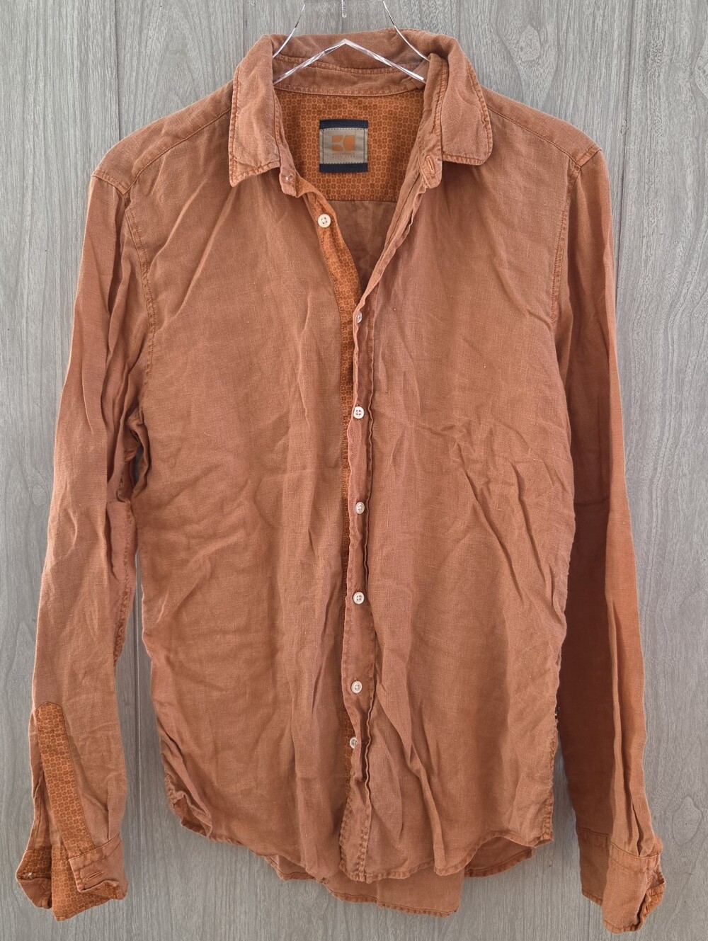 Hugo Boss Orange 100% Linen Button Down Shirt Top Size M